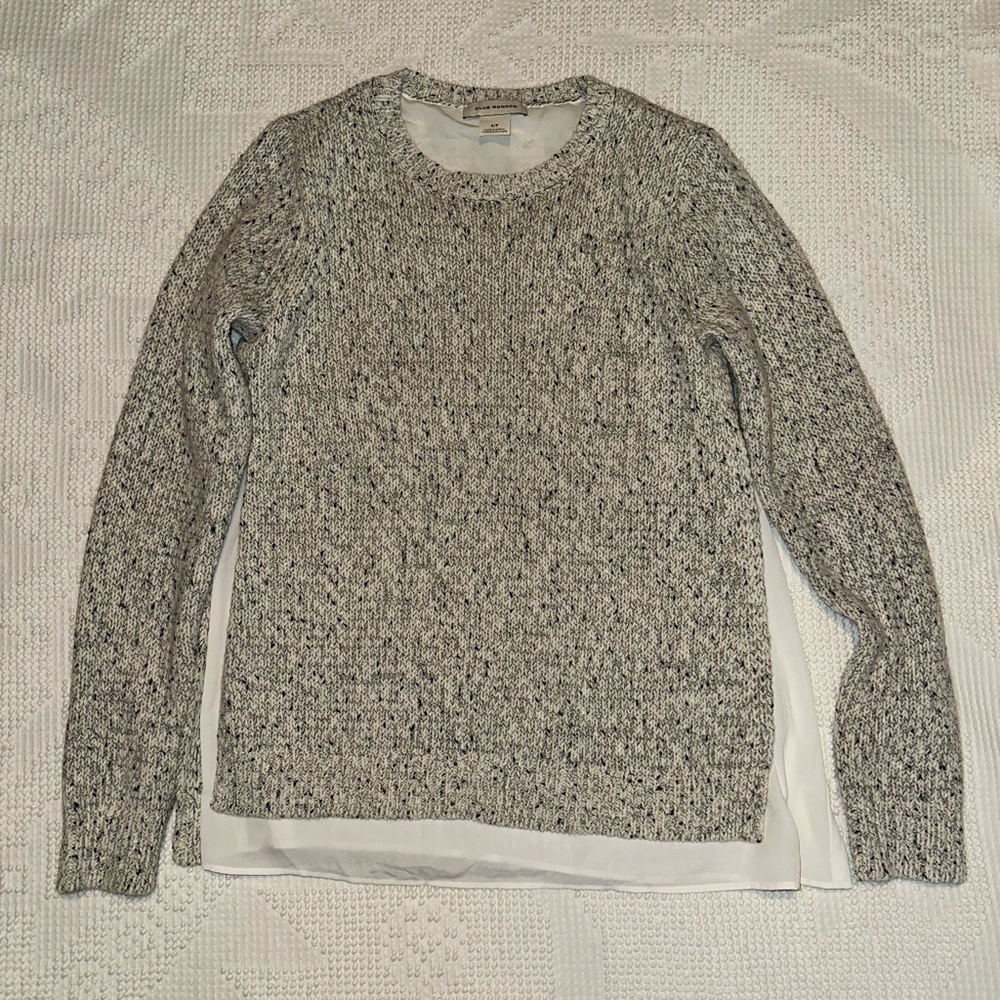 Small Club Monaco Black and White Crewneck Sweater with Soft Texture